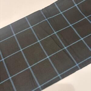 Black Teal Windowpane Cotton Fabric 1.875 Yds 60" Wide Extra Piece